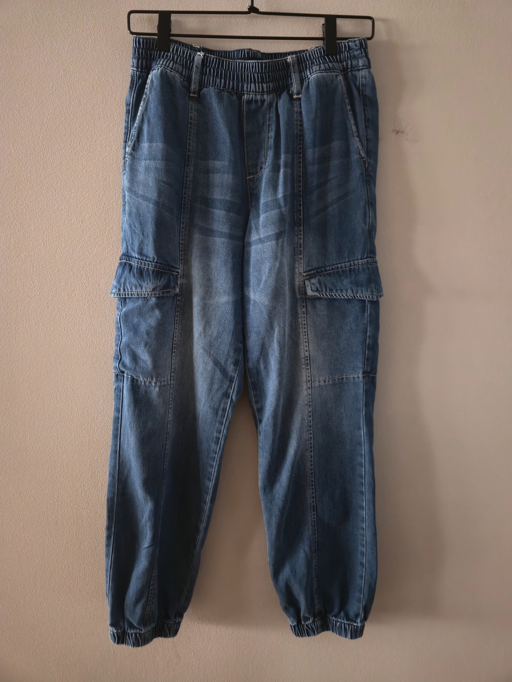 Sanctuary Cargo Pull On Lightweight Denim Joggers Elastic Waist Comfort